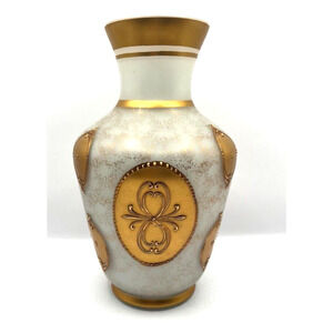 VINTAGE IMPERLUX CZECH WHITE OPAQUE VASE 8"